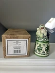2004 Jim Shore Santa Toile Green Bell Ornament Hanging W/cat Cute. Fixed Price $39.99.