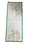 Vtg Embroidered Christmas Table Runner Deer Ivory Linen Holiday Deco Cottage. Fixed Price $24.99.