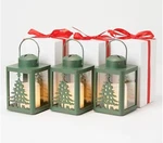 Set Of (3) 6" Holiday Tree Lanterns W/gift Boxes + Timer By Candle Impressions. Fixed Price $19.95.