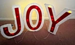 Lighted Flocked Joy Sign Christmas Holiday Yard Indoor Decor Red & White Battery. Fixed Price $22.99.