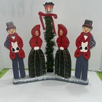 Handpainted Wood & Woman Singing Carols Carolers Christmas Holiday Figurines. Fixed Price $34.99.