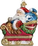 Santa In Sleigh Blown Glass Christmas Ornament By Old World. Fixed Price $44.99.