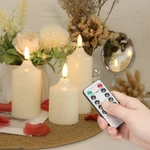 Set Of 3 Flickering Flameless Led Pillar Candles With Timer Remote Home Decor. Fixed Price $12.89.