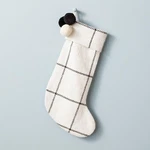 Hearth & Hand With Magnolia Holiday Stocking Collection 20"CREAM Gray Windowpane. Fixed Price $28.99.