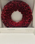 Nib Threshold Red Curled Wood Christmas Wreath Target Holiday Decor Rosette. Fixed Price $44.99.