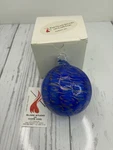The Glass Studio On Cape Cod Handblown Ball Ornament Blue 4 Copper. Fixed Price $18.59.