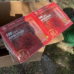(2) Ge Holiday Classics 100 Lights Super Sphere Christmas Red Decoration. Fixed Price $49.99.