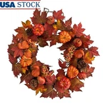 Artificial Autumn Wreath 24 Inch Pumpkin Maple Leaves Decorative Home Accent New. Fixed Price $47.44.