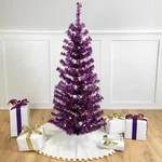 Pre-lit Tinsel Artificial Christmas Tree Purple Clear Lights Wire. Fixed Price $54.17.