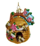 Noble Gems Beehive Honey Bees Glass Christmas Ornament, By Kurt Adler. Fixed Price $19.95.