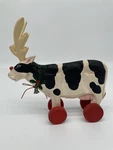 Wooden Christmas Reindeer Cow On Wheels Rudolph Decorative Toy Midwest Imports. Fixed Price $21.24.