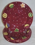 Set Of Laurie Gates Holiday Christmas Treats Salad Luncheon Plates 9-3/4". Fixed Price $29.99.
