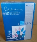 Celebrations 50 Count Led Faceted C6 Lights String Multicolor. Fixed Price $24.99.