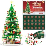 Advent Calendar 2023 Christmas Tree Building Toy Set With Led Light, 1066 Pieces. Fixed Price $57.80.
