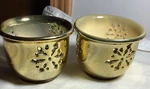 Vtg. Silvestri Gold Ceramic Snowflake Votive/tealight Candles Set Of 2. Fixed Price $10.49.
