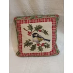 Vintage Needlepoint Bird Holly Decorative Throw Pillow Christmas Holiday Accent. Fixed Price $22.75.