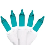 100 Mini Incandescent Teal Lights On White Cord - Brite Star. Fixed Price $11.99.