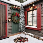 Christmas Tree Decor Slim Artificial Half Xmas With Flocked Snow Vidaxl. Fixed Price $61.99.