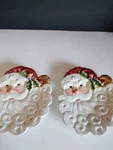 Fitz And Floyd Ceramic Round Plate Christmas Santa Pattern Decorative Glossy Set. Fixed Price $15.99.