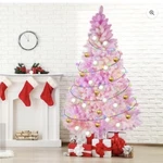 Pink 8FT Artificial Pvc Snow Flocked Christmas Tree W/stand Holiday Season. Fixed Price $400.00.