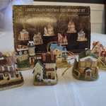 Vintage Set Of 6 Liberty Falls Miniature House Christmas Tree Ornaments. Fixed Price $14.90.