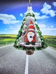 New Gerson Blown Glass Snowy Christmas Tree With Gnome Ornament. Fixed Price $12.00.
