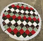 Large Vintage Handmade Patchwork Quilted Christmas Tree Skirt 62". Fixed Price $39.99.