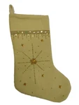 Embellished Beige & Gold Beaded Star Christmas Holiday Stocking. Fixed Price $11.99.