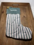 Pottery Barn Chris Loves Julia Stocking Collection Red Green Stripe Samuel. Fixed Price $39.95.