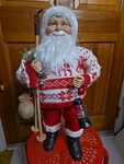 Holiday Time 18 Inch Christmas Santa Sweater W/lantern, Ski Poles Burlap Bag. Fixed Price $18.77.