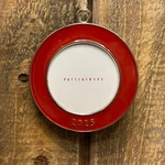 Pottery Barn 2025 Dated Enamel Frame Ornament Round 3.5" Diam Red Christmas. Fixed Price $14.50.