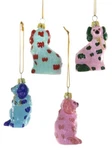 Cody Foster SET/4 Staffordshire Colorful Dogs Glass Christmas Ornaments. Fixed Price $119.00.