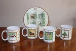 Sakura Happy Holidays Gracey Knight Set Of 4 Stoneware Mugs Cups Christmas Sleig. Fixed Price $15.00.