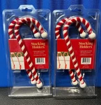 Haute Decor 4 Christmas Candy Cane Stocking Holders, Kid & Pet Friendly Nib. Fixed Price $19.99.