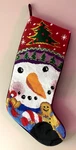 Peking Handicraft Snowman Face Embroidered Wool Christmas Stocking 18 Inch. Fixed Price $29.99.