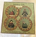 Oneida Fiddlestix Holiday Cats Stoneware Salad/dessert Plates 8.25" - Set Of 4. Fixed Price $12.99.