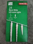 New 25 Cool White Led Icicle Lights Twinkling Wedding Shower Christmas Holiday. Fixed Price $22.00.