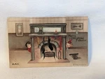 Postcard Merry Christmas Folks'es Fireplace Children Stockings 1914 A21. Fixed Price $15.45.