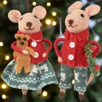 Primitive Christmas Felt Mice W/ Wreath/gingerbread 2 Pc Ornament Set. Fixed Price $25.00.
