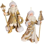 Set 2 Gold Regal Santa Resin Ornament Christmas Kurt Adler Ropes Staff 5. Fixed Price $15.54.