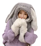 Women Cute Rabbit Ear Plush Beanie Cap Outdoor Fluffy Bunny Hat Scarf Set Ind.... Fixed Price $41.00.