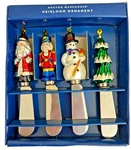 Boston Warehouse 1998 Christmas Heirloom Ornament 5 Set Of 4 Cheese Spreaders. Fixed Price $9.29.
