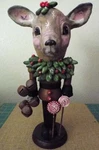 Folk Art Christmas Deer Nutcracker Sculpture Holiday Winter Wildlife. Fixed Price $255.00.