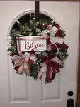 Christmas Believe Wreath, Wreaths, Holiday. Fixed Price $65.00.