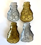 Snowman Christmas Embossed Glass Treat Plates Glitter Back Holiday 4 Pc Set. Fixed Price $16.99.
