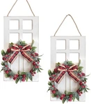 2PCS Rustic Wood Christmas Wall Hanging Decor With Wreath - Farmhouse Holiday.... Fixed Price $22.20.