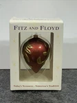 Fitz And Floyd Renaissance Scroll Motif Christmas Ornament Glass Red Gold Mint. Fixed Price $14.95.
