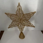 Nicholas Square Star Tree Topper Christmas Gold Sparkle Wire Large 13". Fixed Price $10.00.