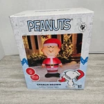 Peanuts Charlie Brown 5FT Inflatable Santa Airblown Holiday Lights Outdoor Gemmy. Fixed Price $42.34.