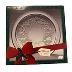 Vintage - Indiana Glass 13 Platter Christmas Wreath Design. Fixed Price $18.99.